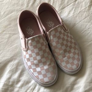 Rose Checkered Vans Slip Ons